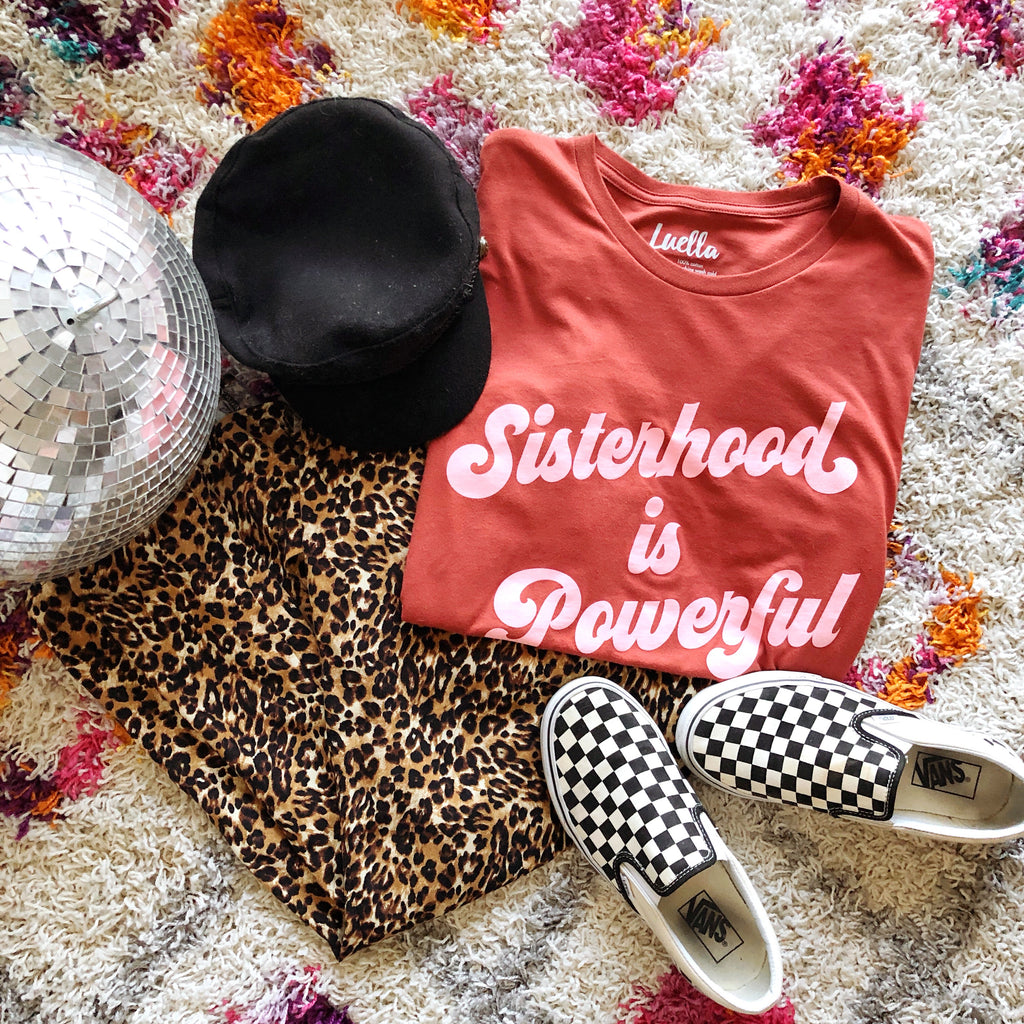 Sisterhood is Powerful Rust Tee